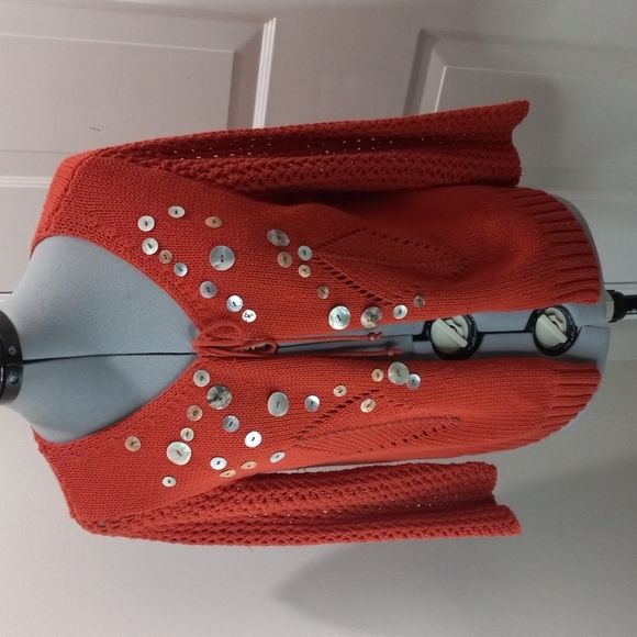 Peck & Peck Collection Embellished Tie Front Crocheted Blazer Size L/M - Picture 2 of 7